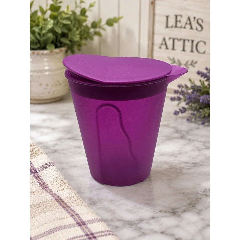 Vtg Tupperware Impressions Pitcher Purple Flip Lid Retro Kitchen Decor MCM 1L